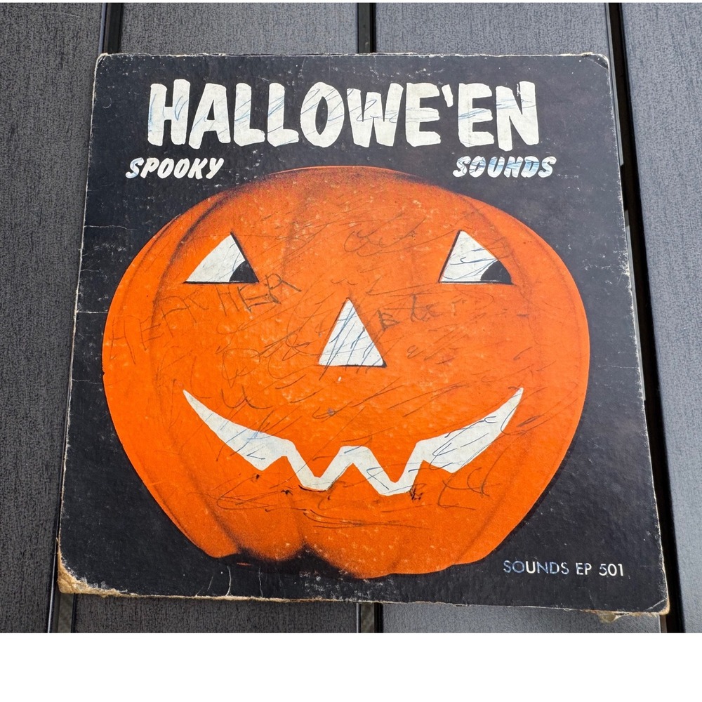 Vintage Halloween Spooky Sounds EP 501 Vinyl Record 45 RPM Retro Kitsch Decor